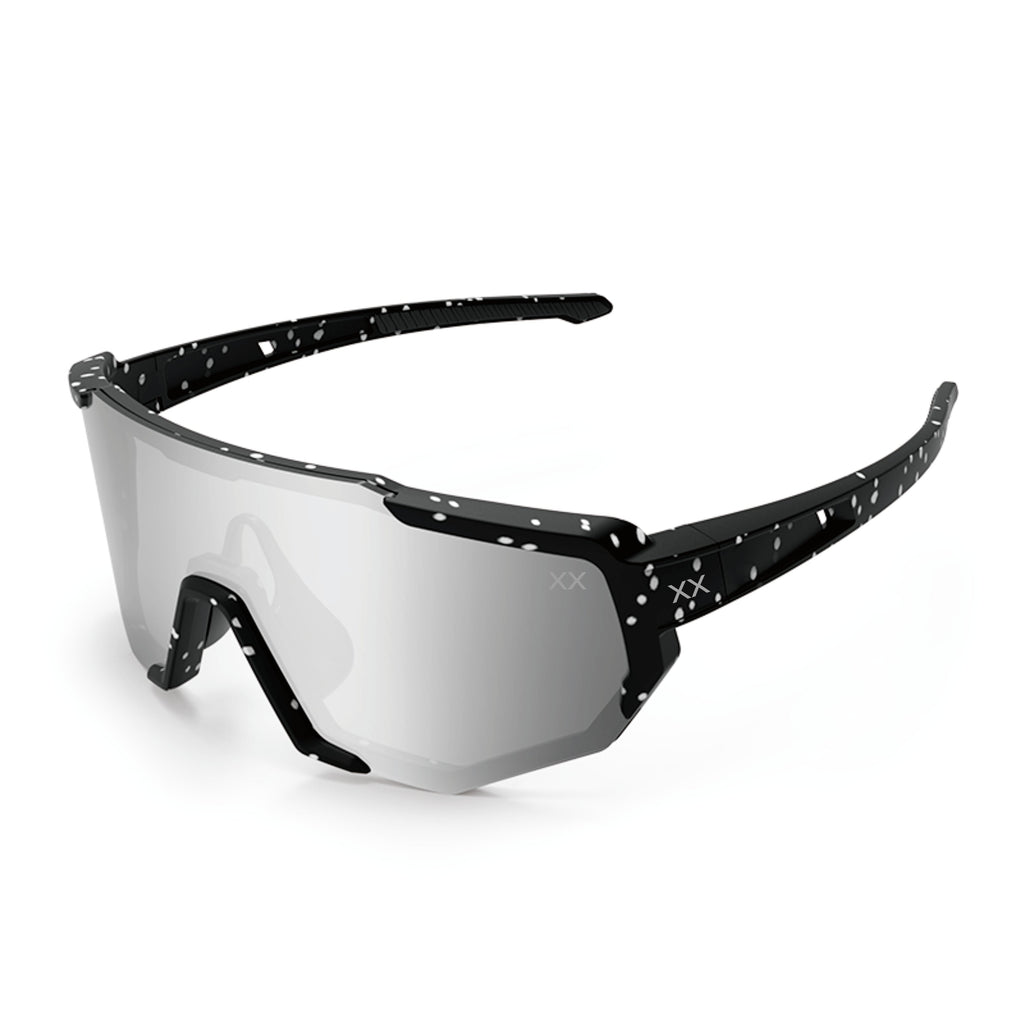 BLACKOUT BARBELL Mako Running Glasses — Speckled / Dark Gray Lens in gray — front view