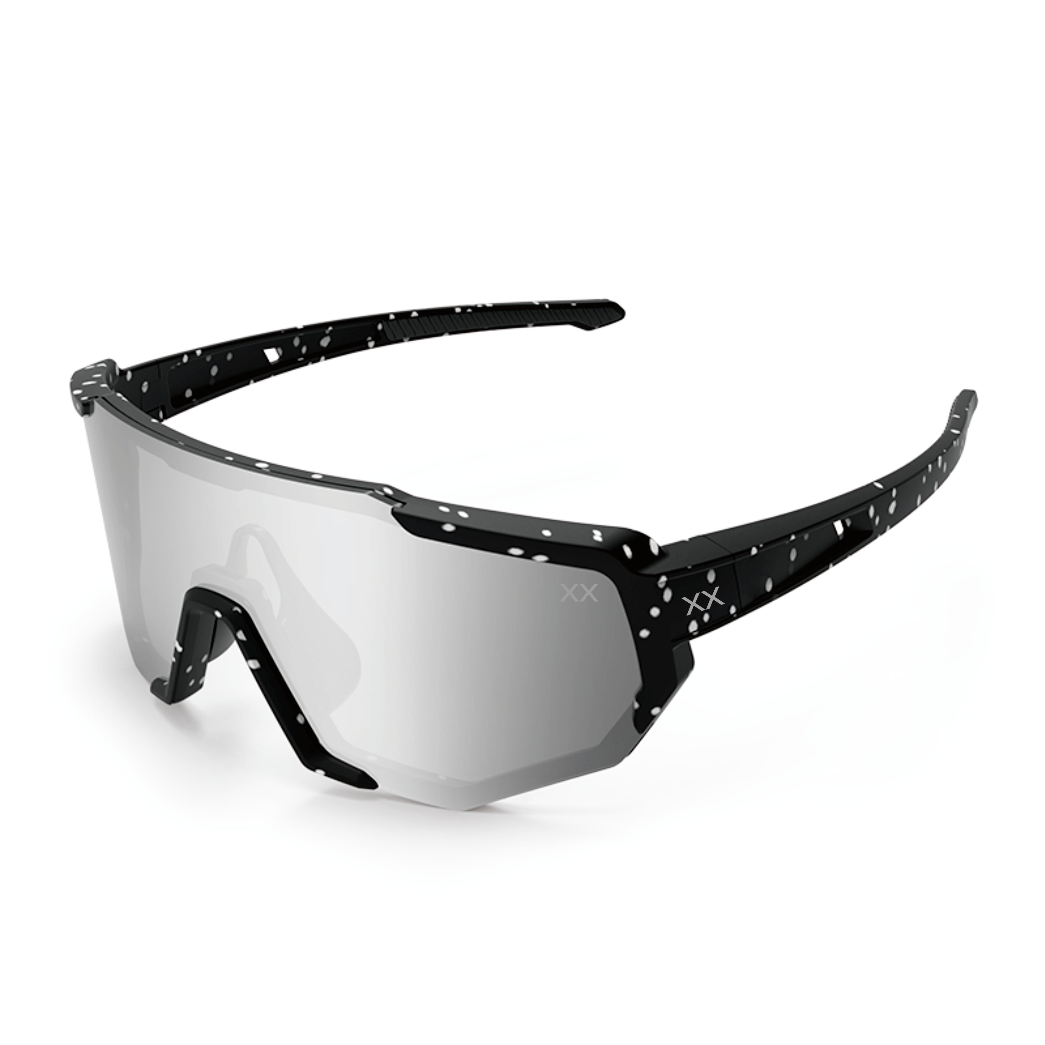 BLACKOUT BARBELL Mako Running Glasses — Speckled / Dark Gray Lens in gray — front view