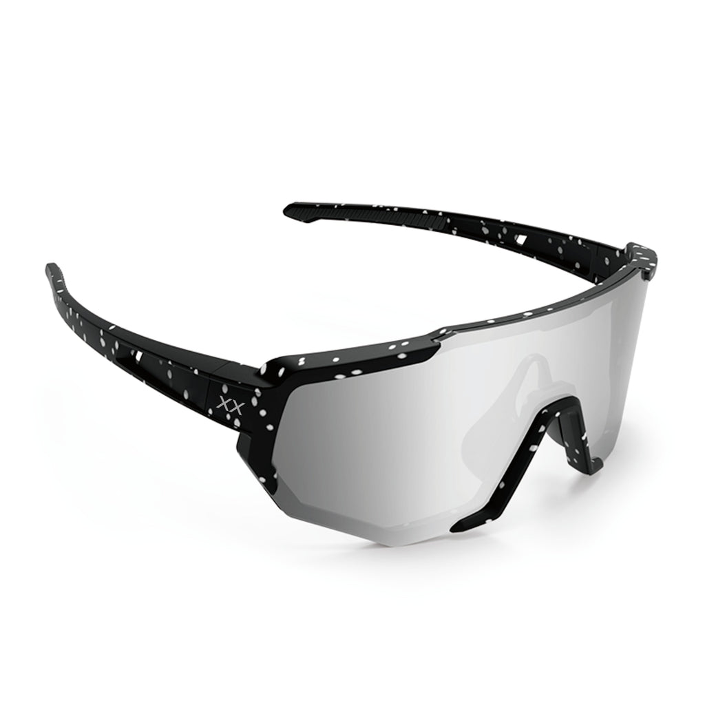 BLACKOUT BARBELL Mako Running Glasses — Speckled / Dark Gray Lens in gray — back view